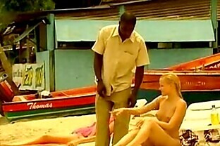 Young blonde white girl with black lover - Interracial Vacation 5 min